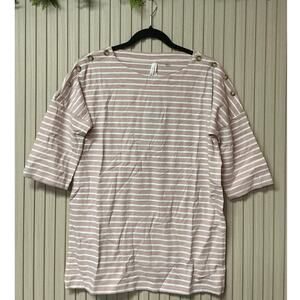 Seraphine Striped Button-Shoulder Maternity Top Size S